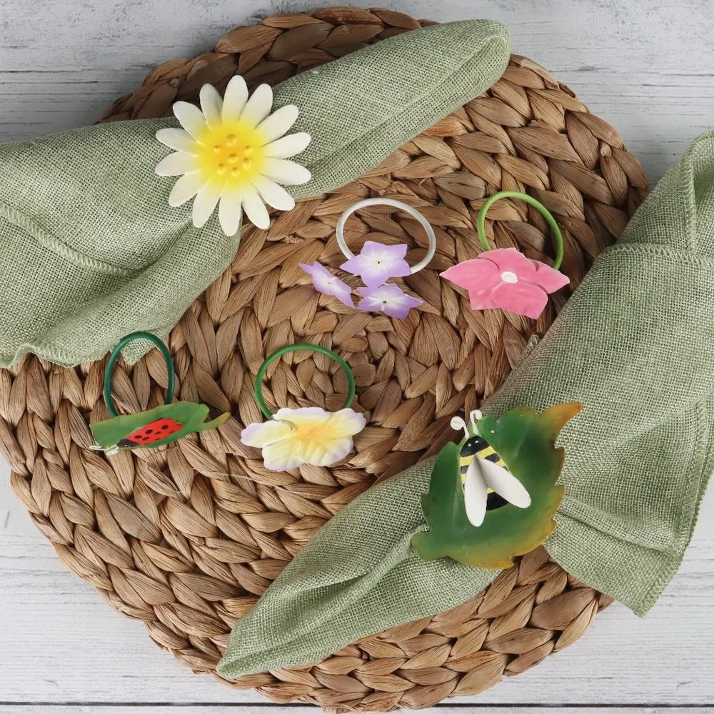 Vintage Spring & Summer Napkin Ring Holders Set of 6